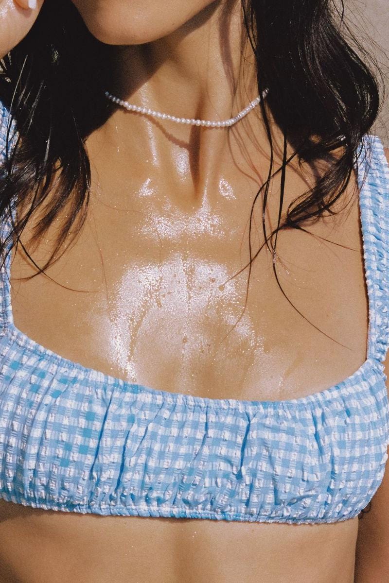 Zoe Sport Top Peri Micro Gingham