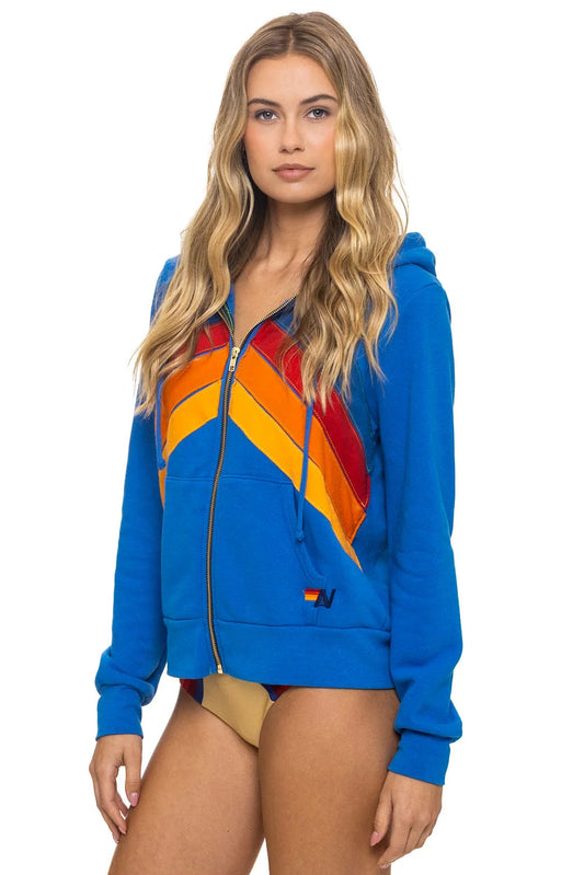 Mountain Stitch Chevron 4 Zip Hoodie Adventure Blue