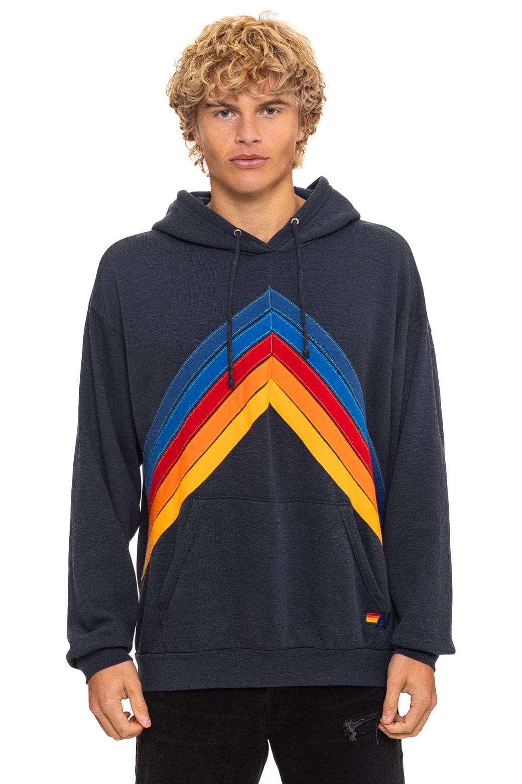 Mountain Stitch Chevron Pullover Hoodie Relaxed Charcoal