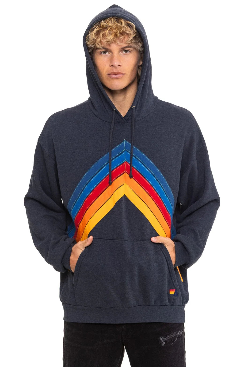 Mountain Stitch Chevron Pullover Hoodie Relaxed Charcoal