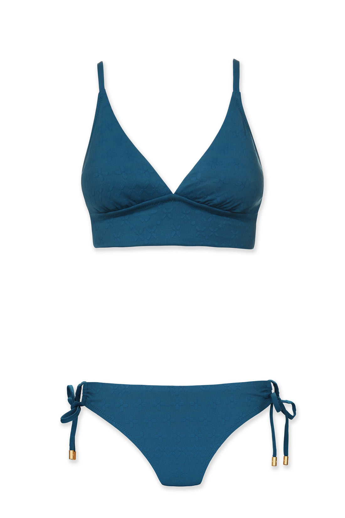 Banded Bikini Top Jacquard Textured Marine Blue