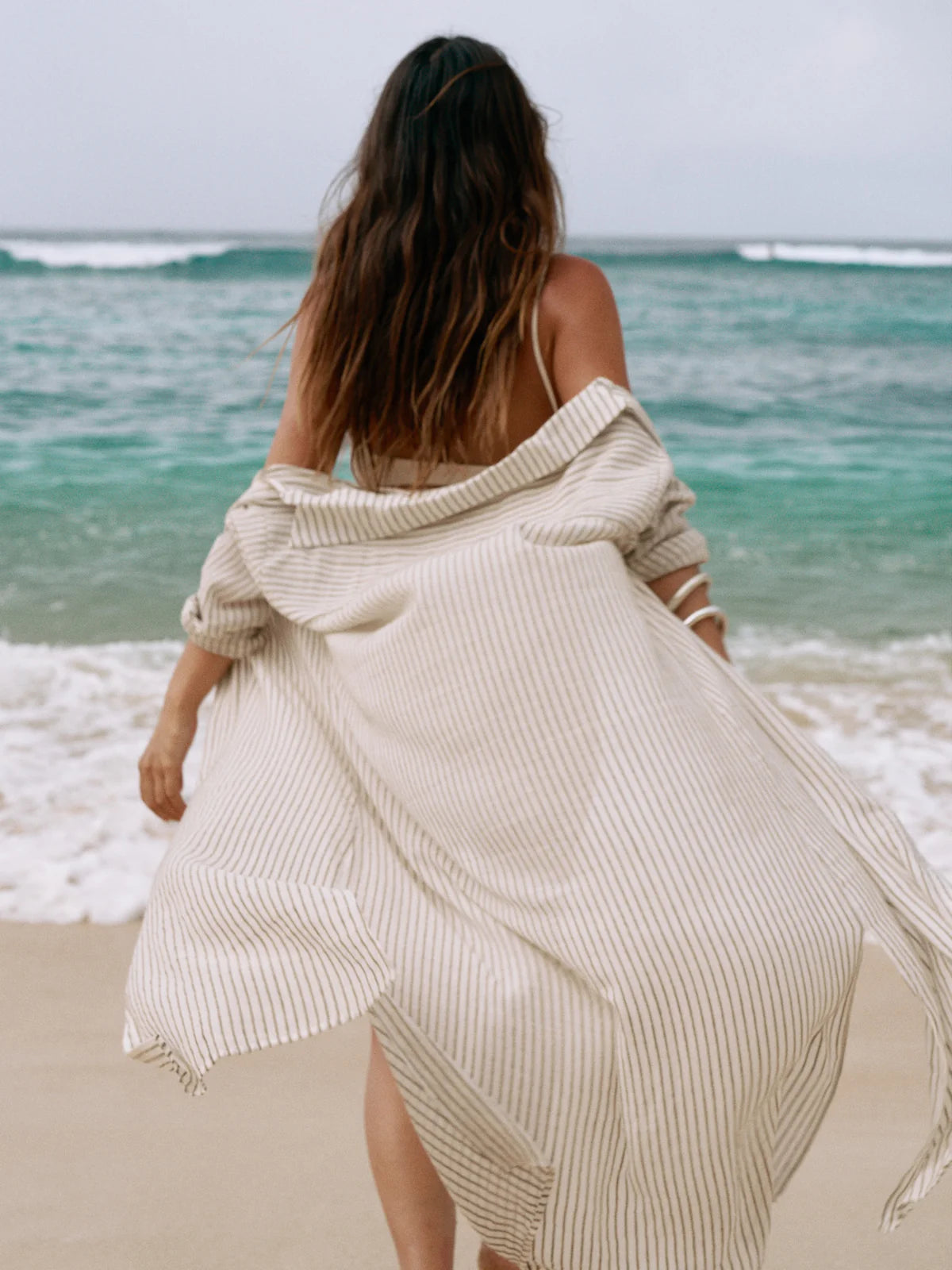 Voyage Shirt Dress Khaki Stripe
