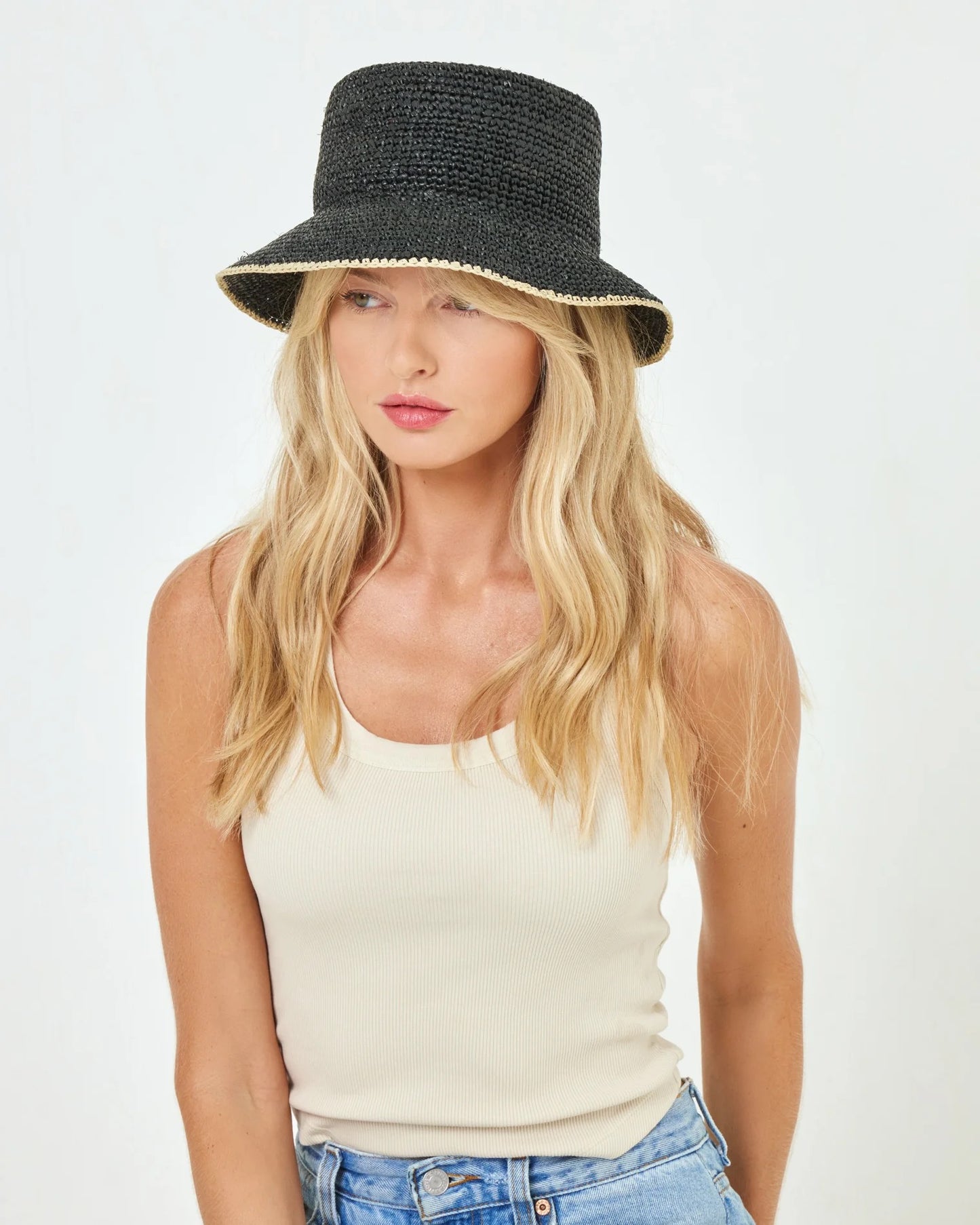 LSpace Isadora Bucket Hat in Black Cream