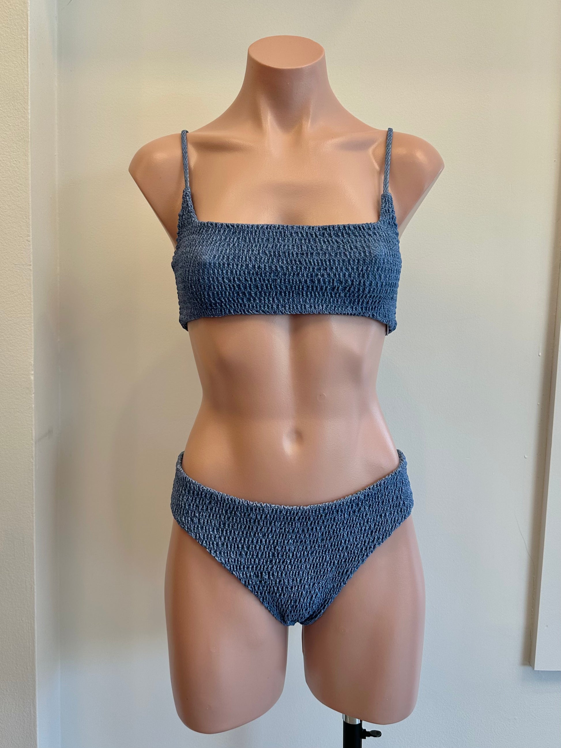Aila Blue Alice Top Denim in blue — front view | Belle Mar Swim
