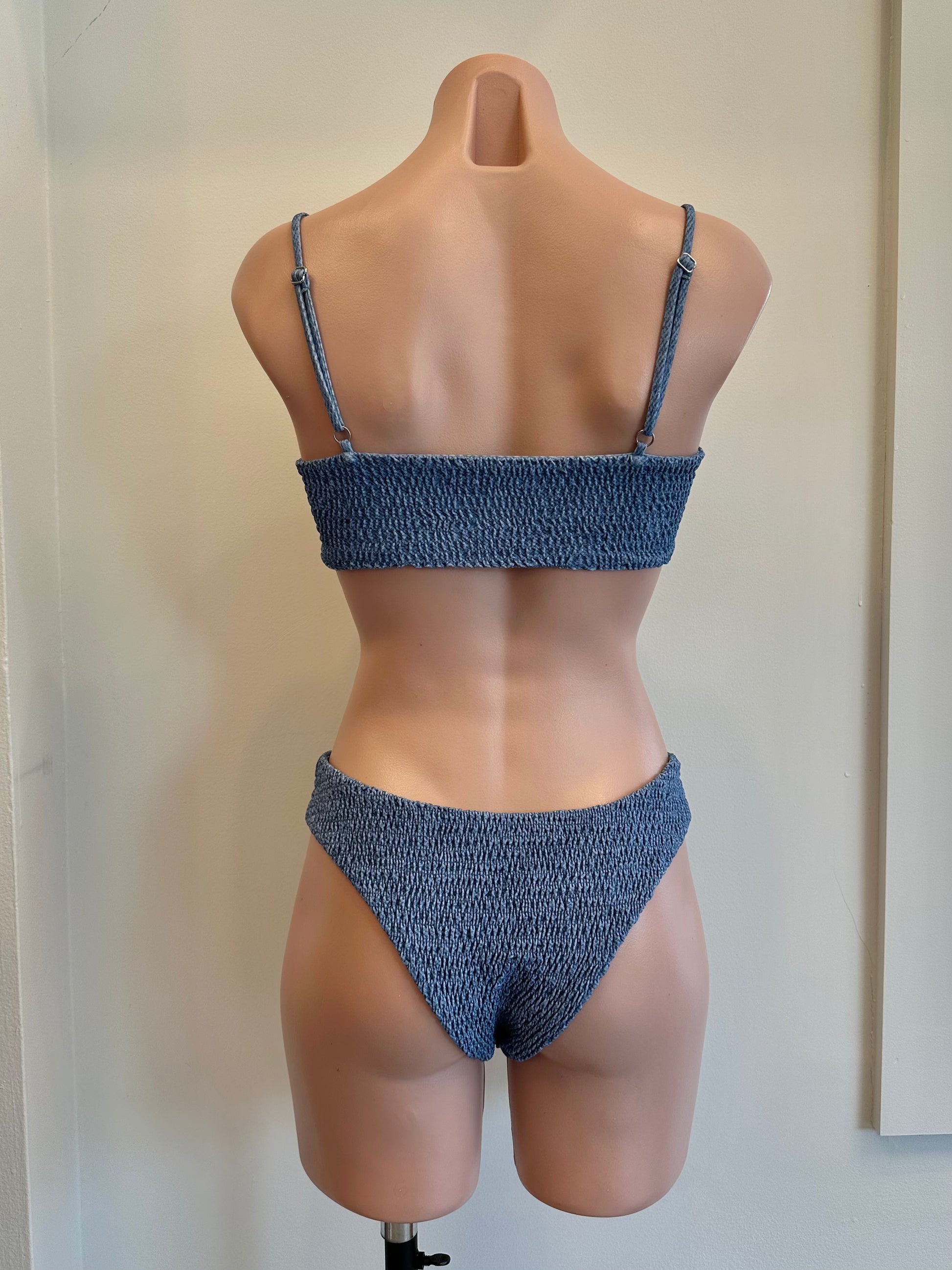Alice Top Denim in blue — back view | Belle Mar Swim