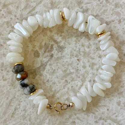 Clavel Lace Agate & Mother of Pearl Gold Filled Bracelet