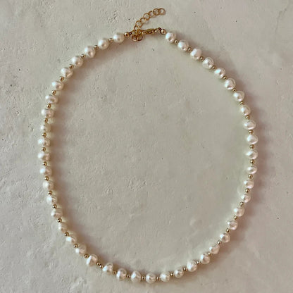 Delissi Pearl & Gold Filled Bead Necklace