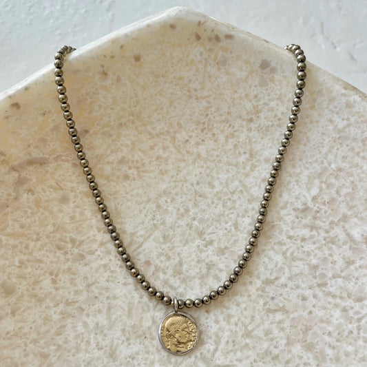 House of Olia Monedita Pyrite & Gold Filled Sterling Silver Gold Necklace