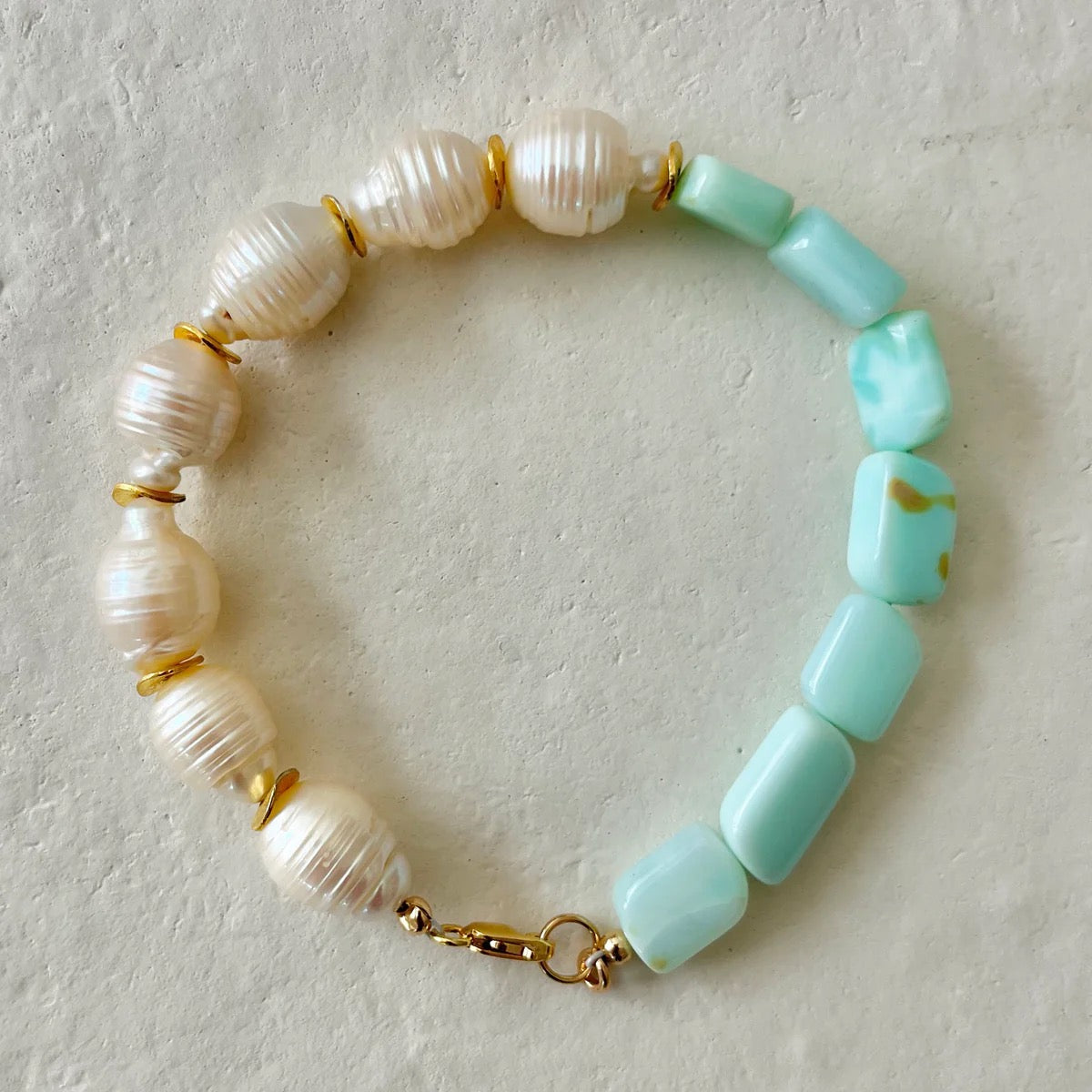 House of Olia Sirena Pearl & Aquamarine Bracelet