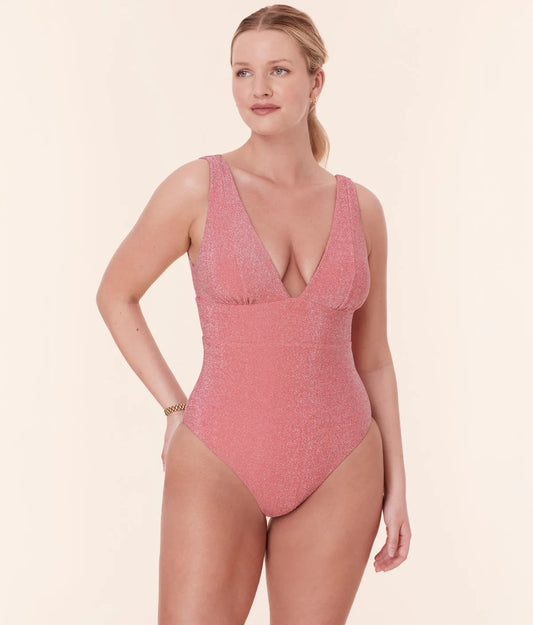 Andie Mykonos One Piece Swimsuit in Shell Glitter