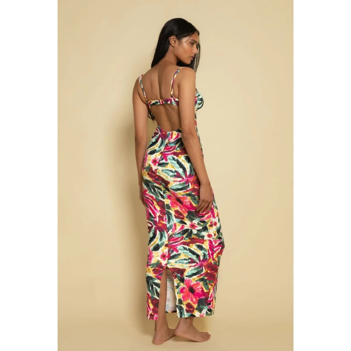 Montce Isla Floral Petal Long Slip Dress