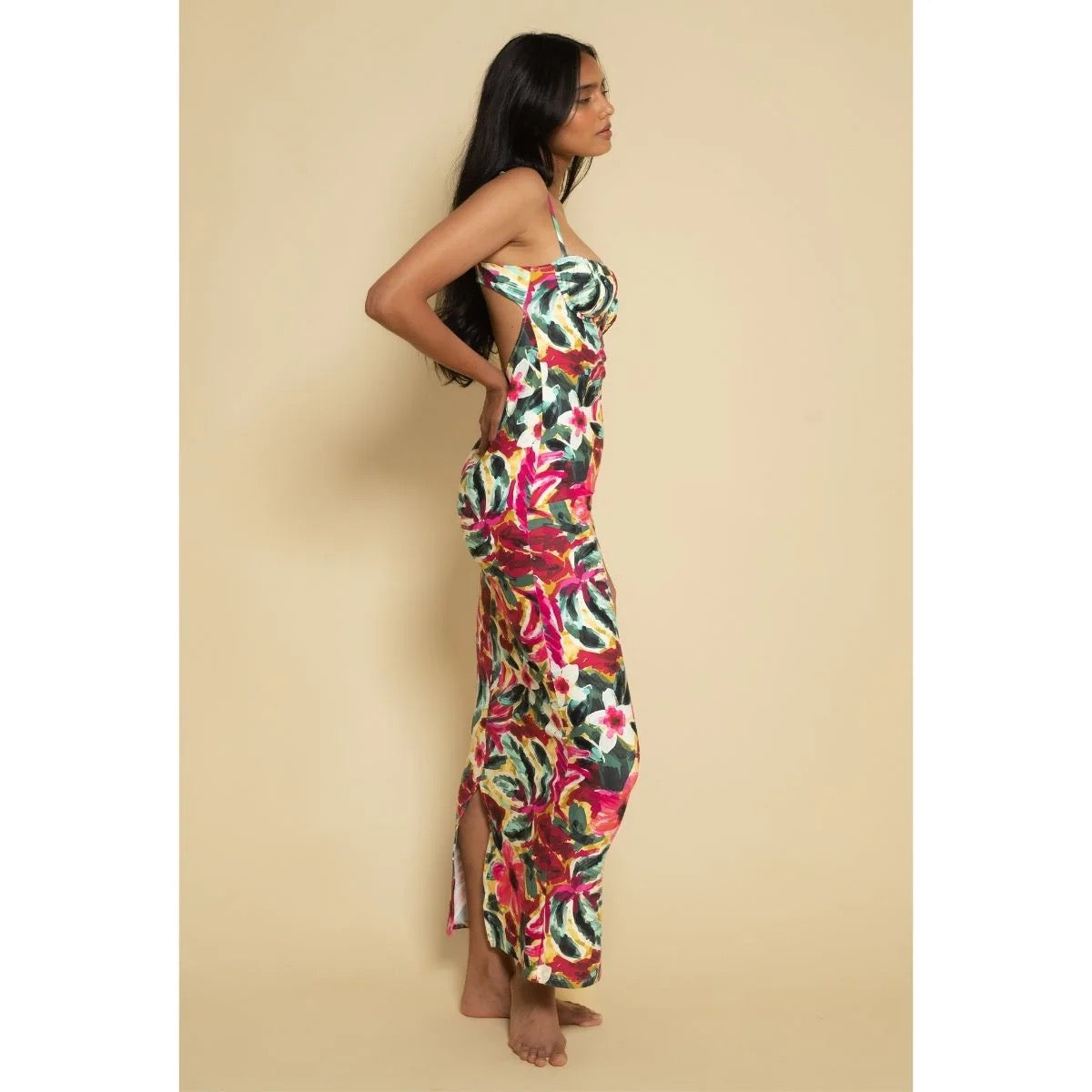 Montce Isla Floral Petal Long Slip Dress