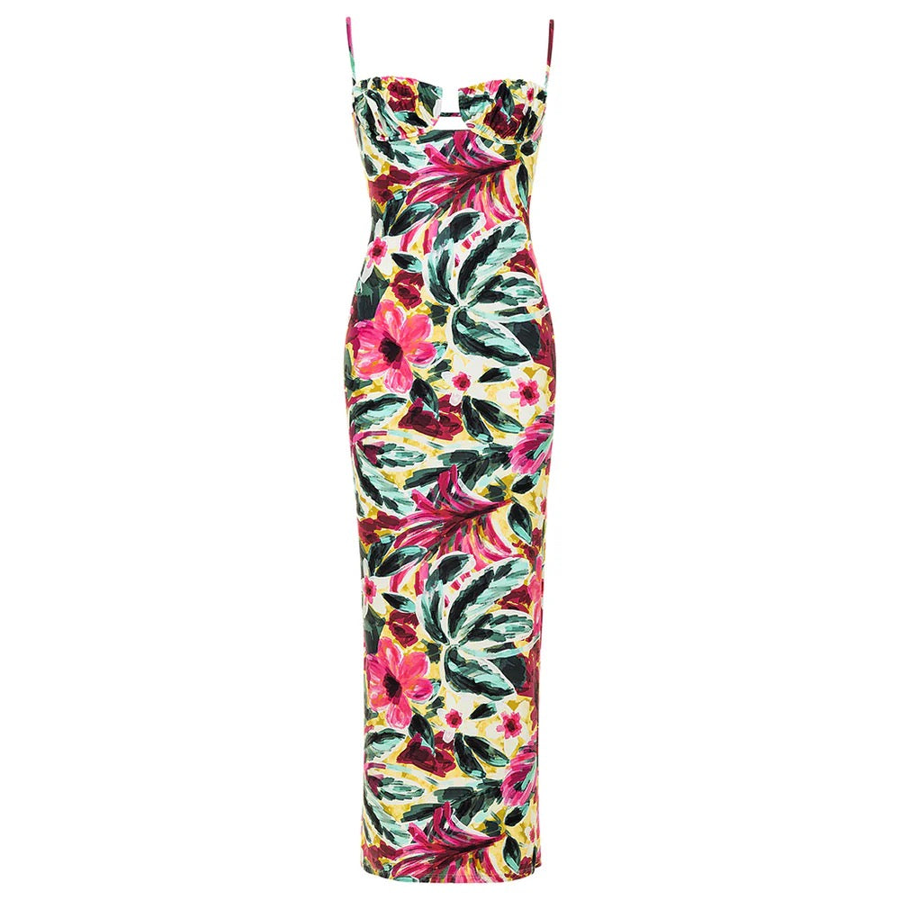 Montce Isla Floral Petal Long Slip Dress