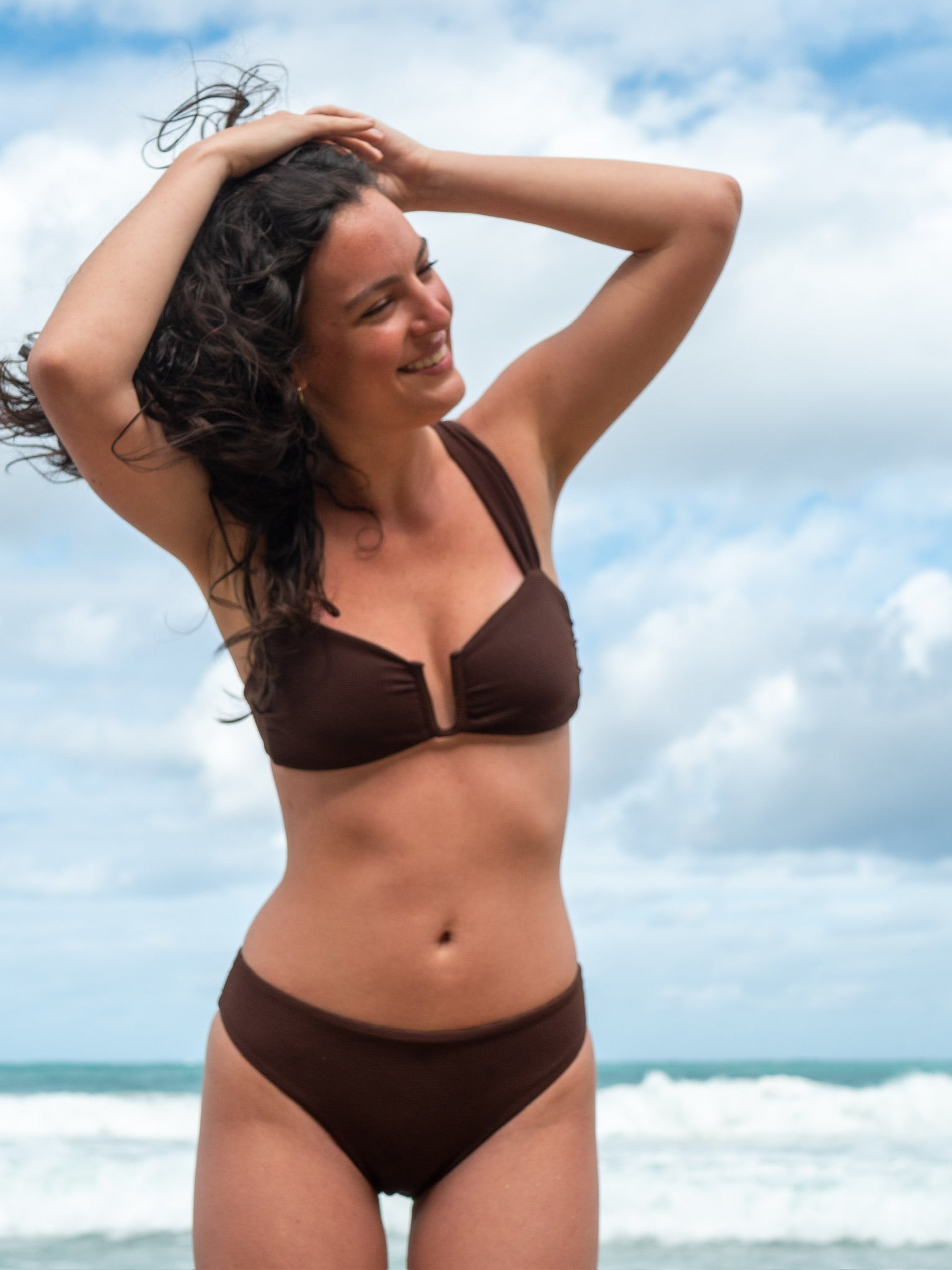 Legacy the Label Carolina Top Espresso in brown — front view | Belle Mar Swim
