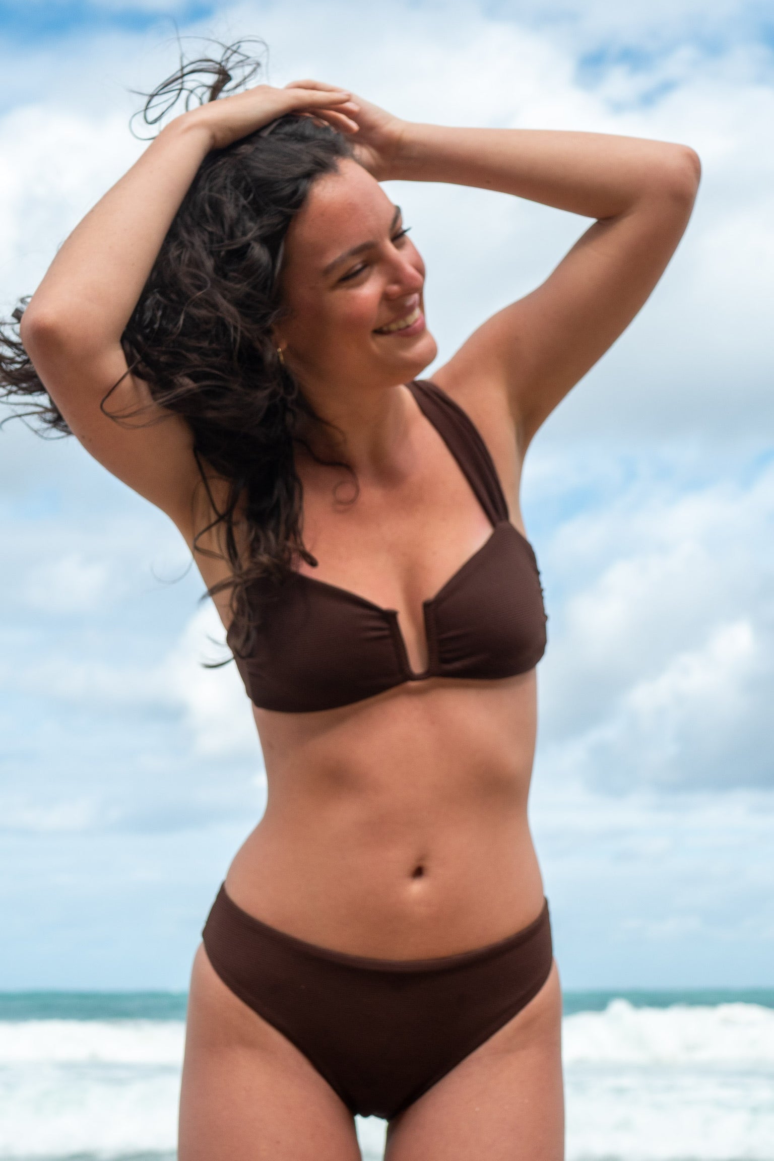 Carolina Bottom Espresso in brown — styled view | Belle Mar Swim