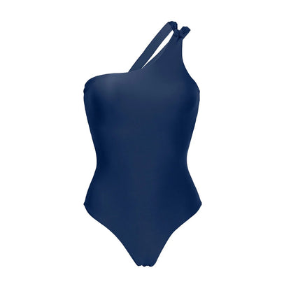 Navy Santorini Cheeky One Shoulder One Piece