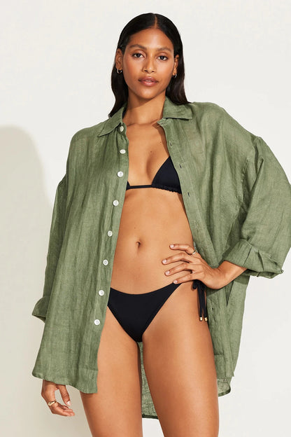 Playa Boyfriend Button Down Agave EcoLinen