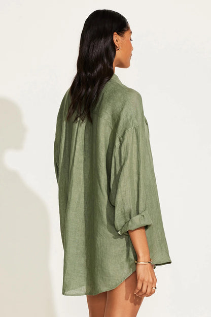 Playa Boyfriend Button Down Agave EcoLinen