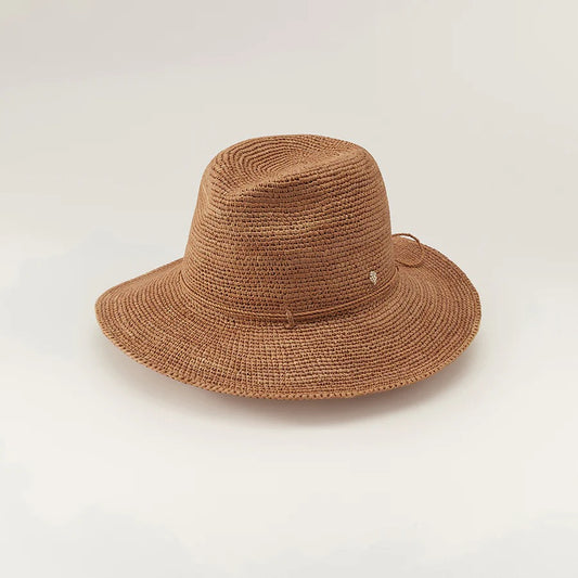 Desmonda Nougat Packable Raffia Hat