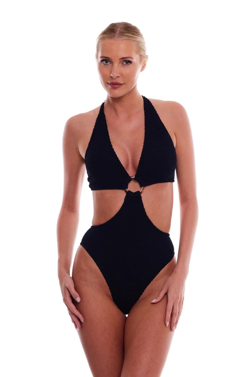 Love & Bikinis Palermo Cutout Tortoise One Piece Black