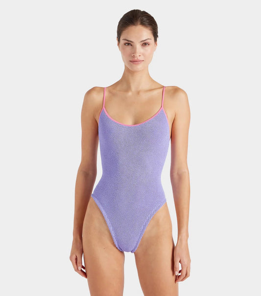 Hunza G Pamela Swim Contrast in Lilac/Bubblegum