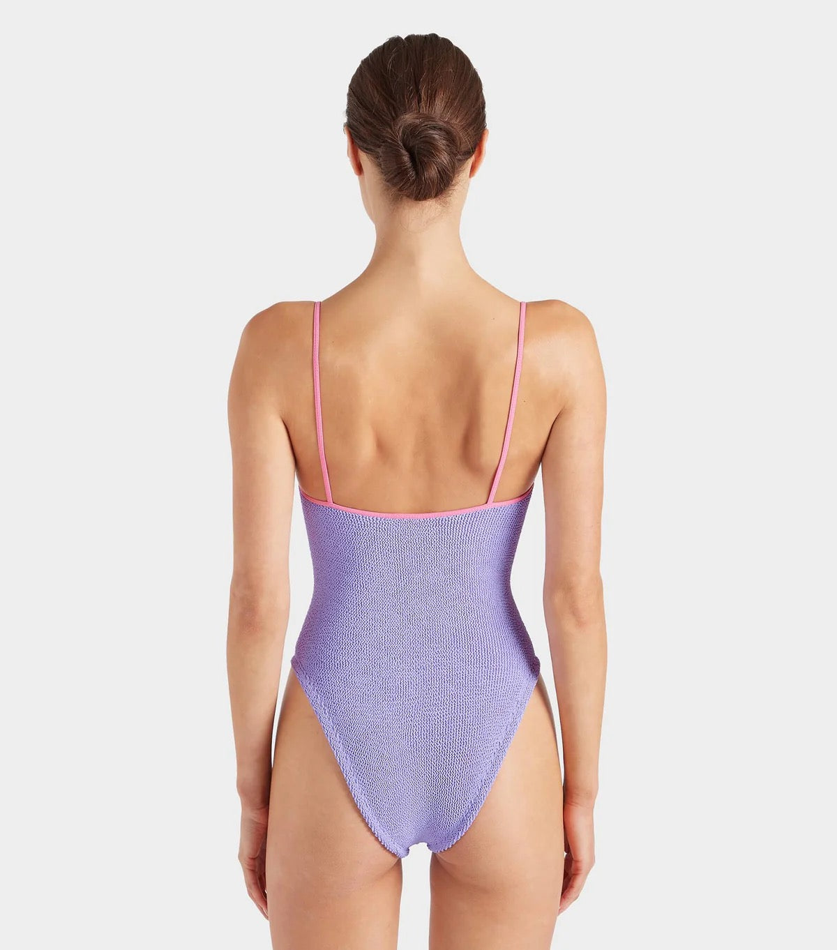 Hunza G Pamela Swim Contrast in Lilac/Bubblegum