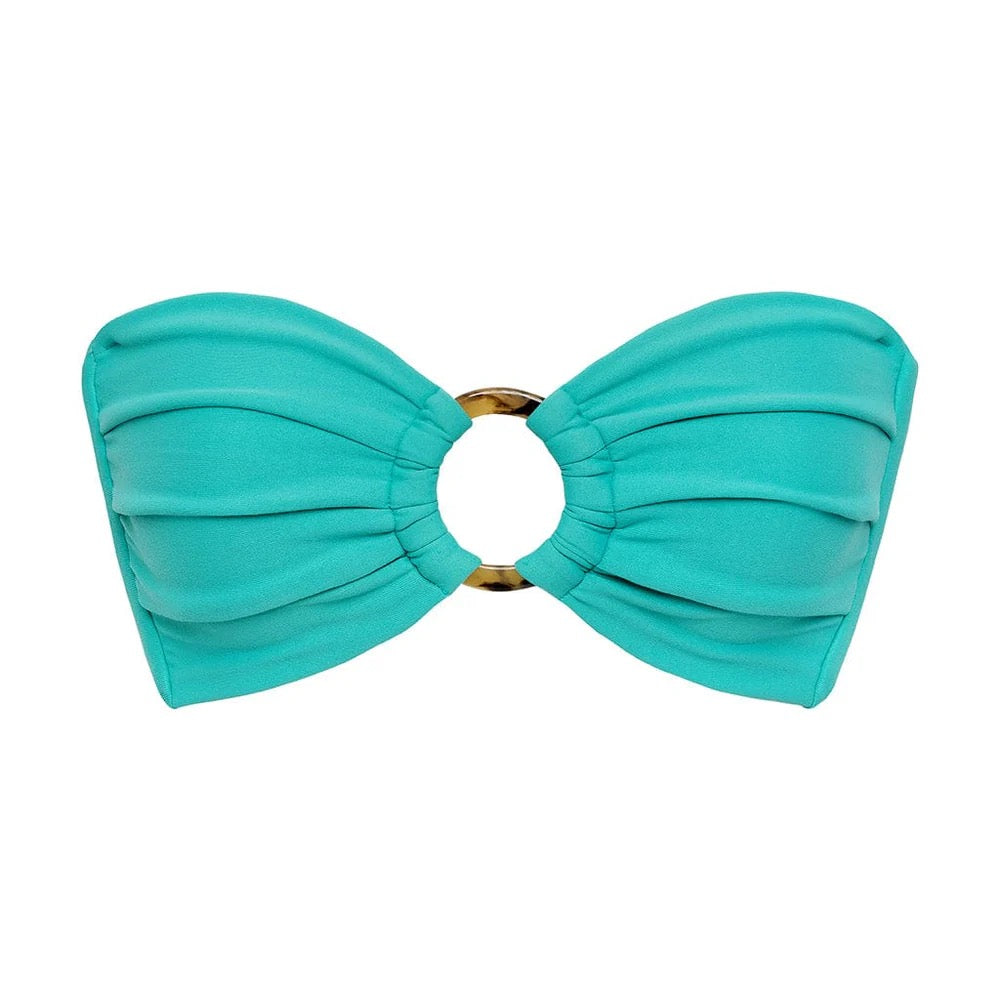 Montce Teal Tori Ties Bandeau Bikini Top