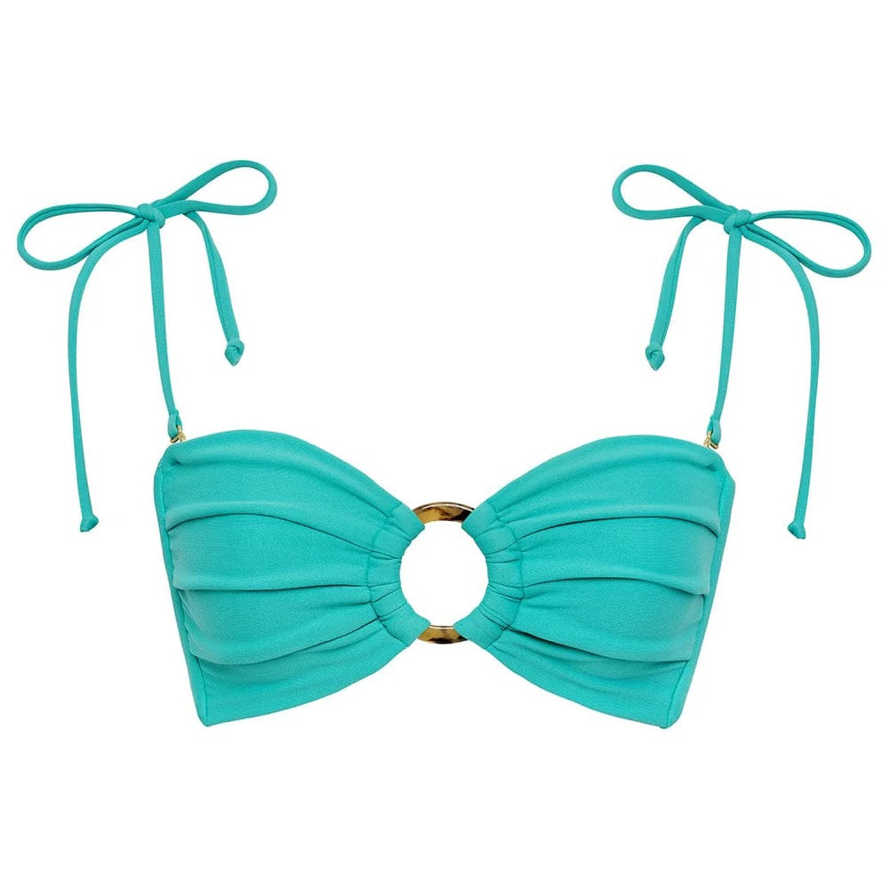 Montce Teal Tori Ties Bandeau Bikini Top