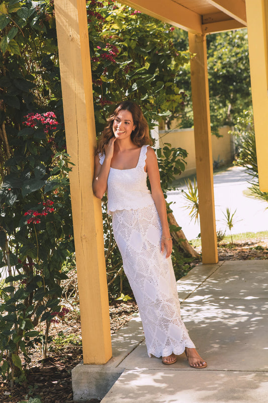 Scallop Crochet Tank White