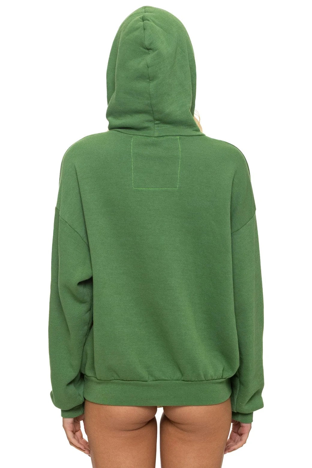 Mountain Stitch Chevron Pullover Hoodie Relaxed Palm in green — back view | Belle Mar Swim