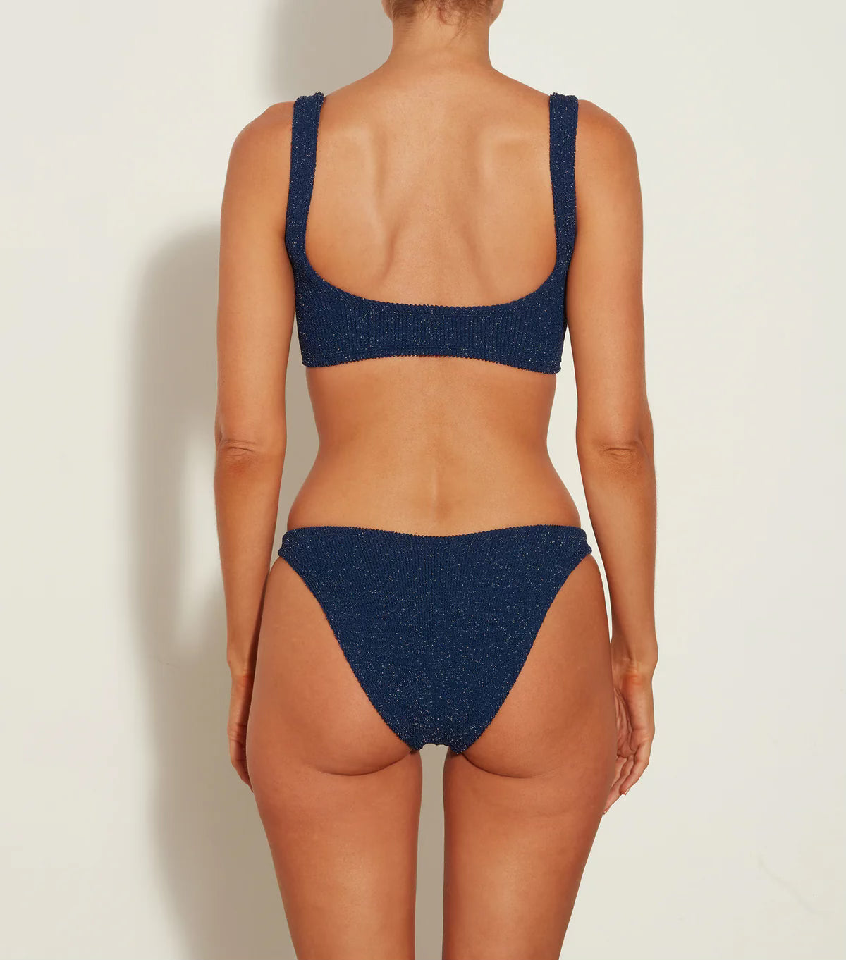 Hunza G Hallie Lurex Bikini in Navy/Silver