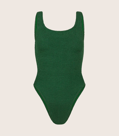 Square Neck Swim Metallic Forest Green