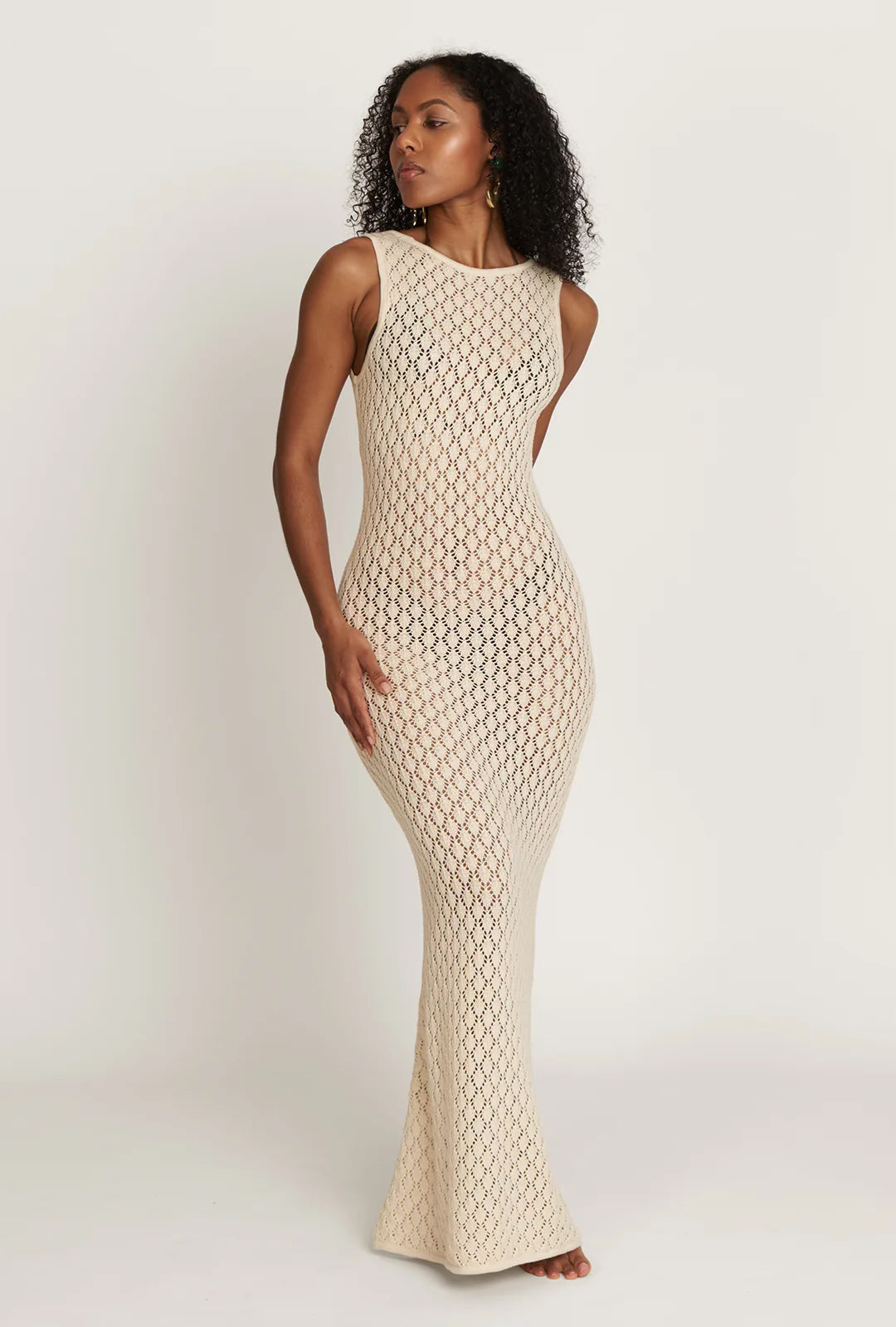 Away That Day Abaco Crochet Reversible Dress in Natural