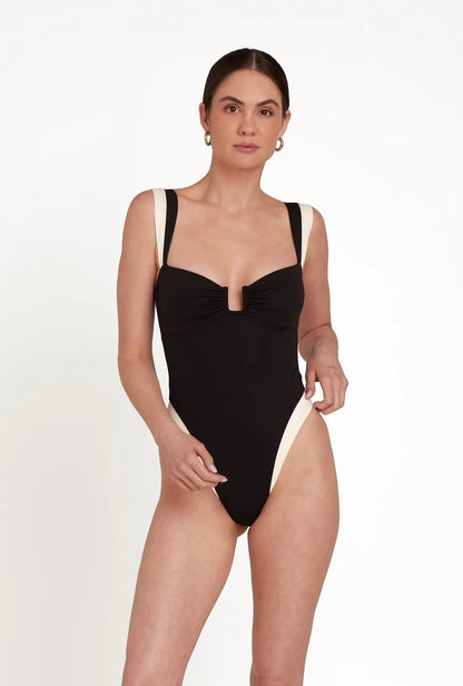 Cannes One Piece Black and Ivory Pyratex