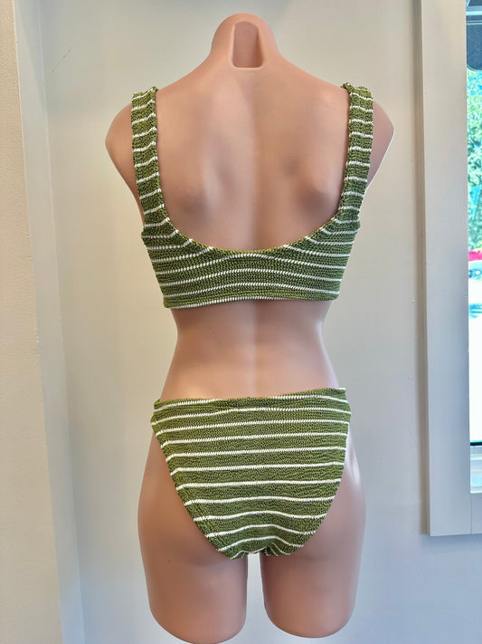 Xandra Bikini Metallic Moss/White Stripe