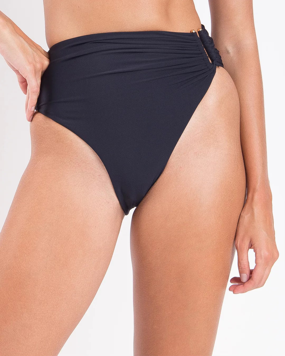 Rio de Sol Zadar High Waisted Bikini Bottom in Nero