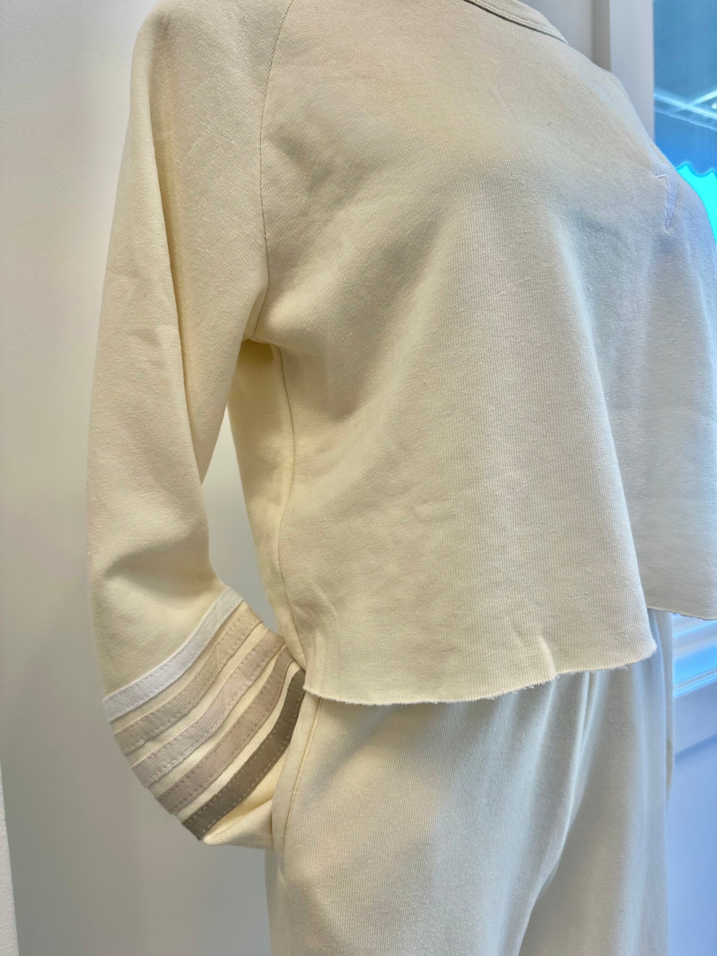 Bolt Rugby Stitch Cropped Crew Sweatshirt Vintage White/White Grey