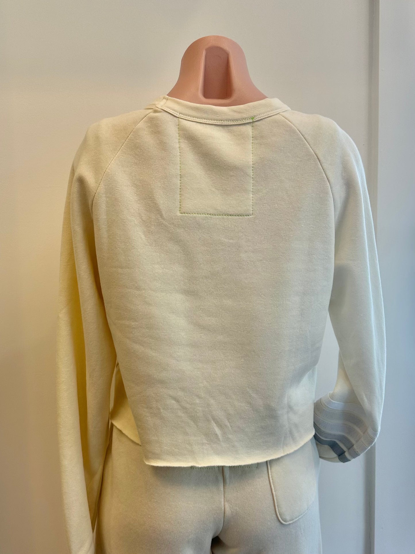 Bolt Rugby Stitch Cropped Crew Sweatshirt Vintage White/White Grey