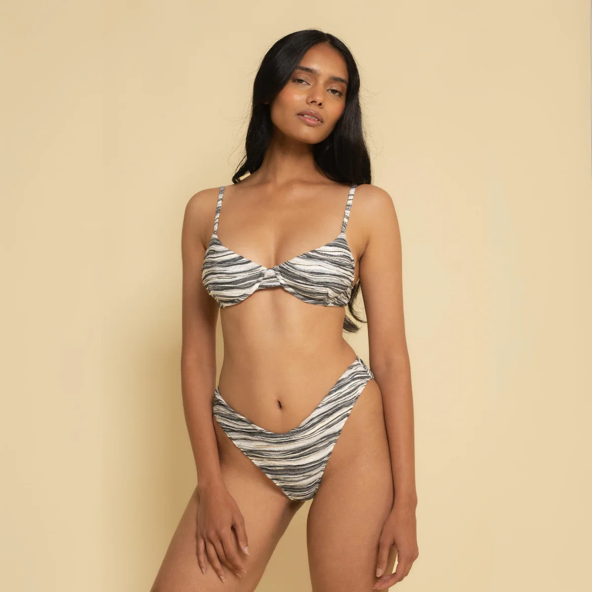 Montce Slub Knit Lulu Zig Zag Stitch Bikini Bottom