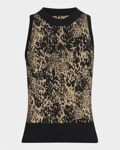 Ramy Brook Yasmine Top in Gold Leopard