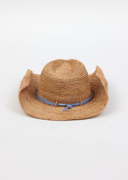 Raffia Crochet Cowboy Blue Wrap