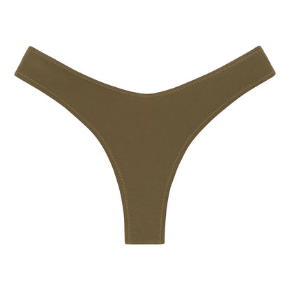 Khaki Lulu Zig-Zag Stitch Bikini Bottom