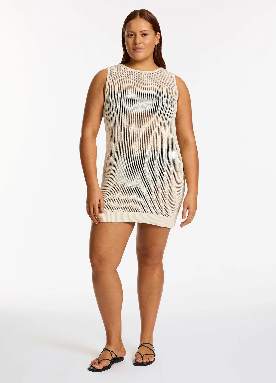 Jets Acacia Knit Mini Dress in Cream