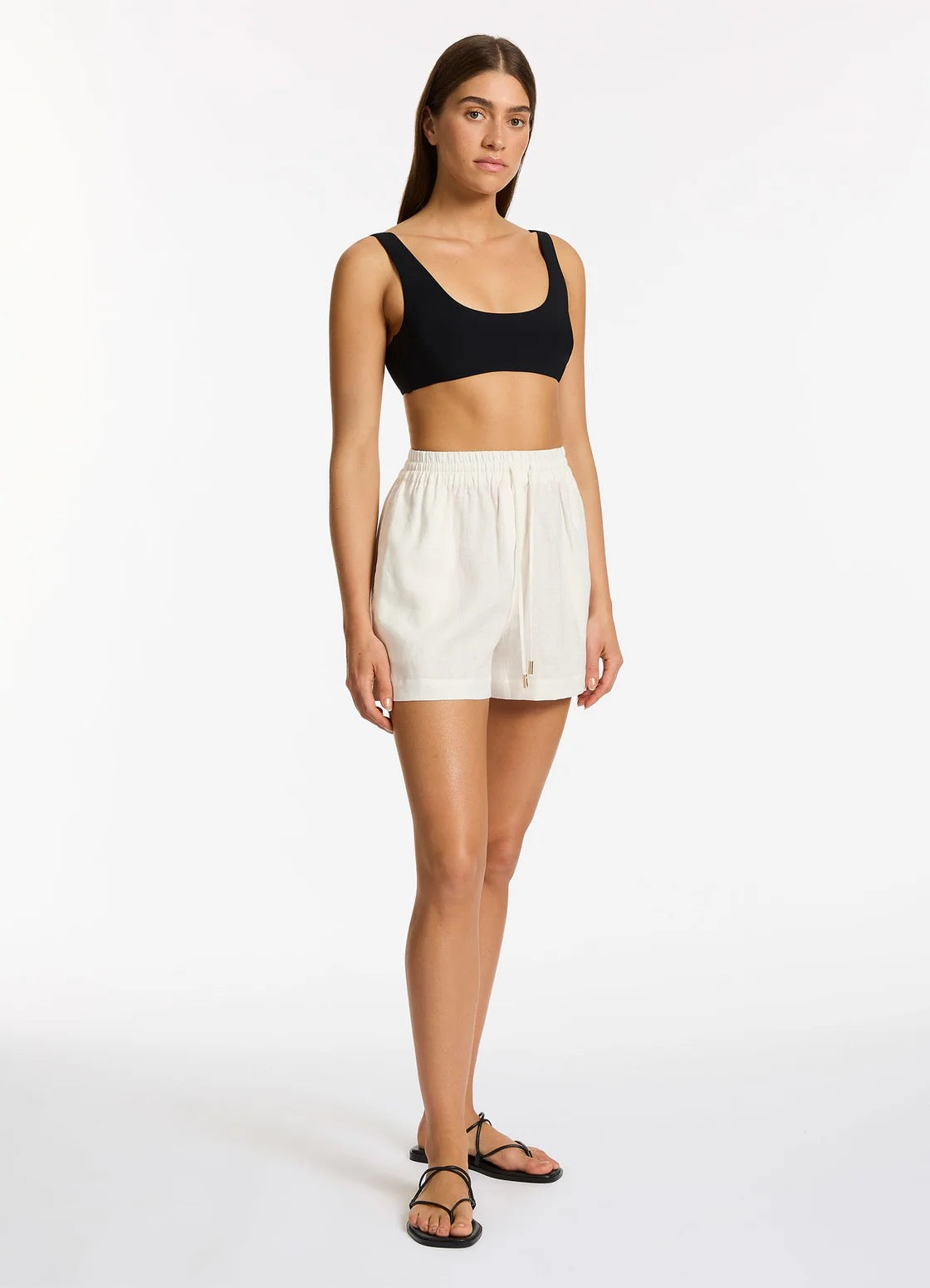 Jets Jetset Elastic Waist Shorts in Cream