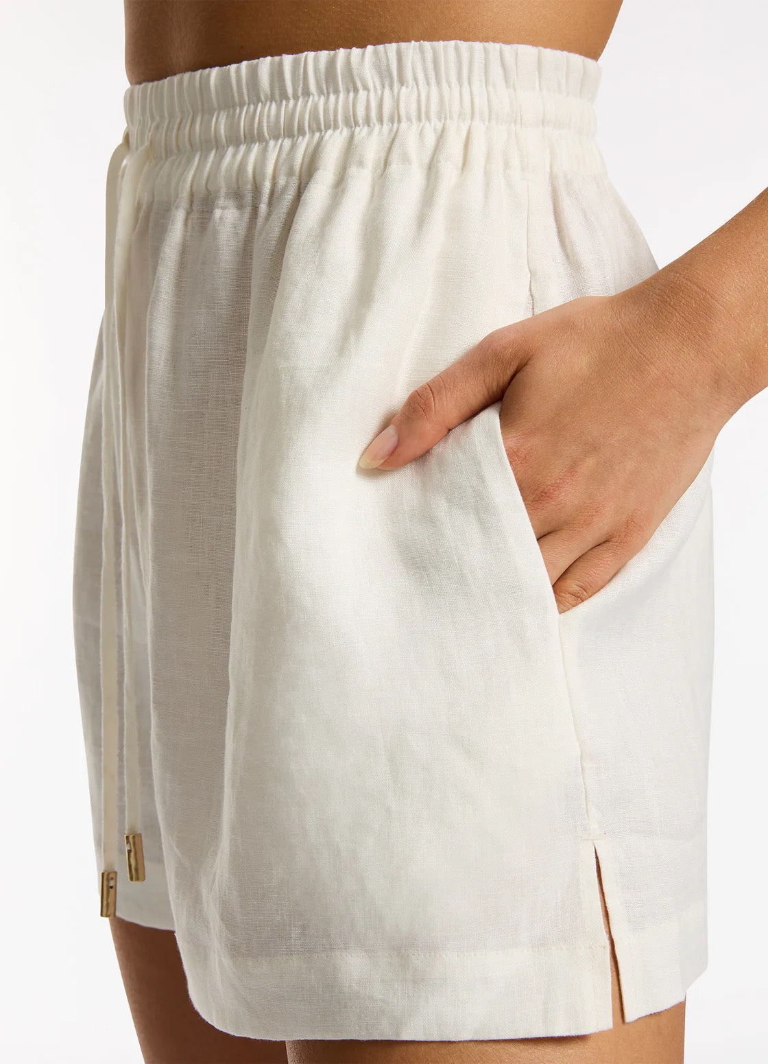 Jets Jetset Elastic Waist Shorts in Cream