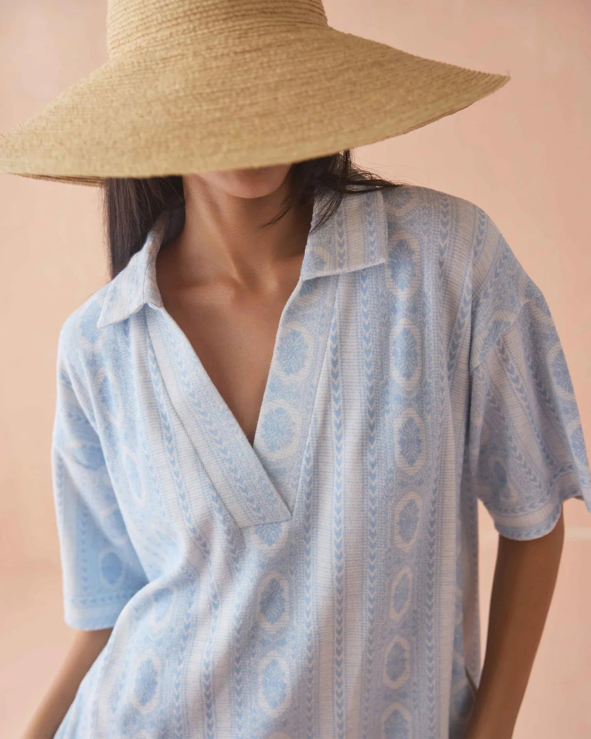 Rumi Dress Fiona Ice in blue — back view | Belle Mar Swim