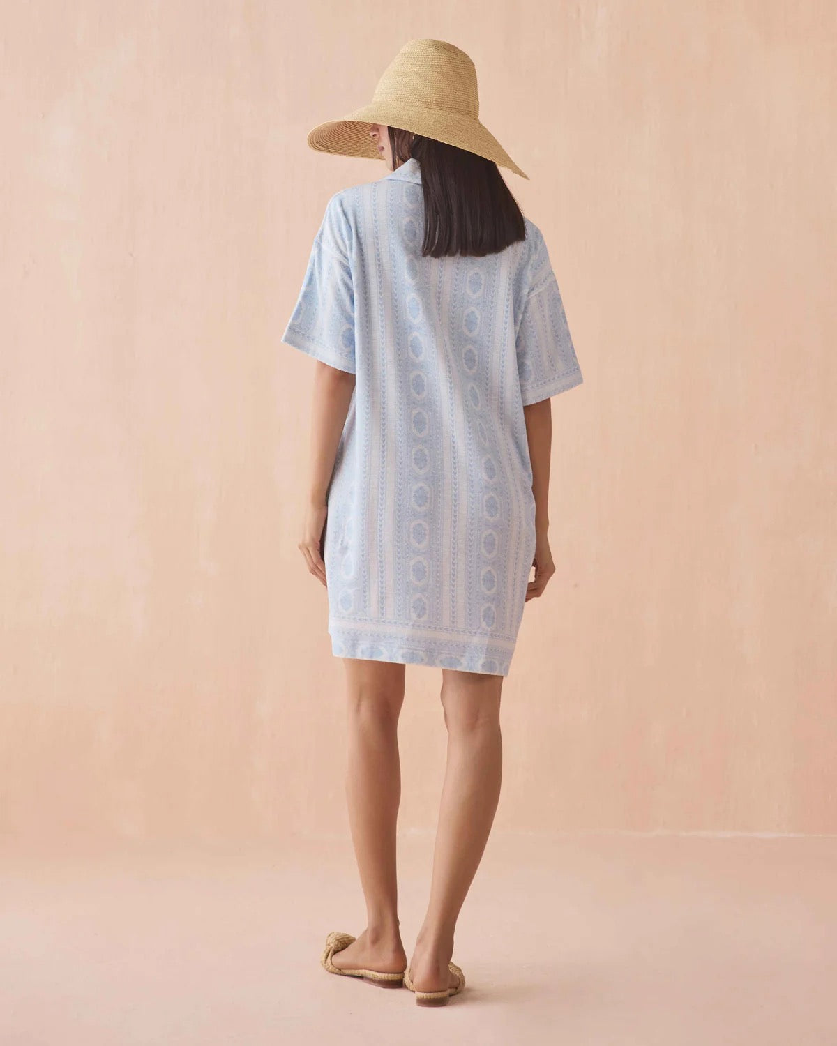 Rumi Dress Fiona Ice in blue — detail view | Belle Mar Swim