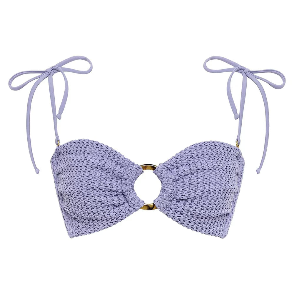 Montce Lavender Crochet Tori Ties Bandeau Bikini Top