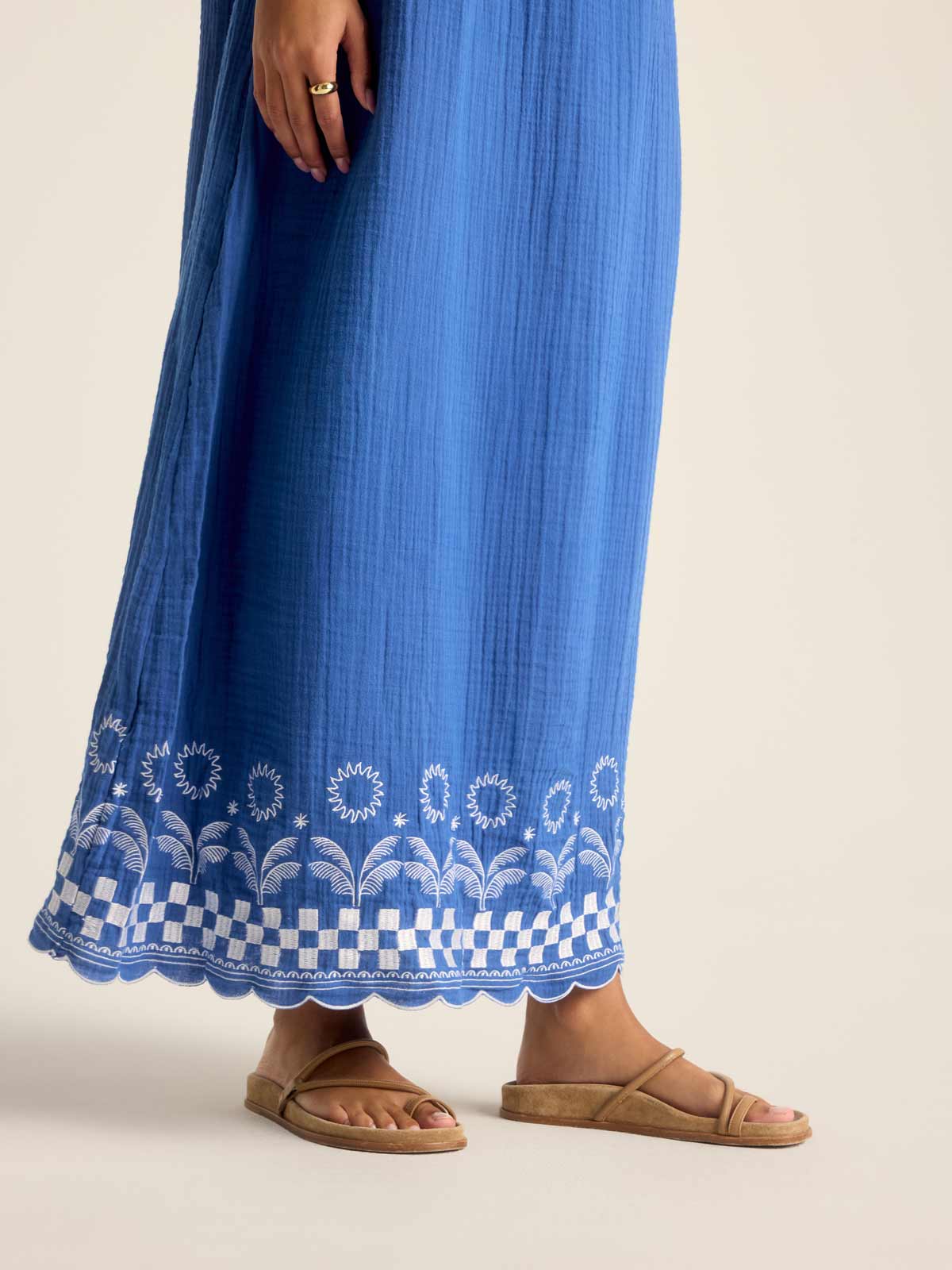 Vitamin A Daya Embroidered Dress in Cobalt Mykonos