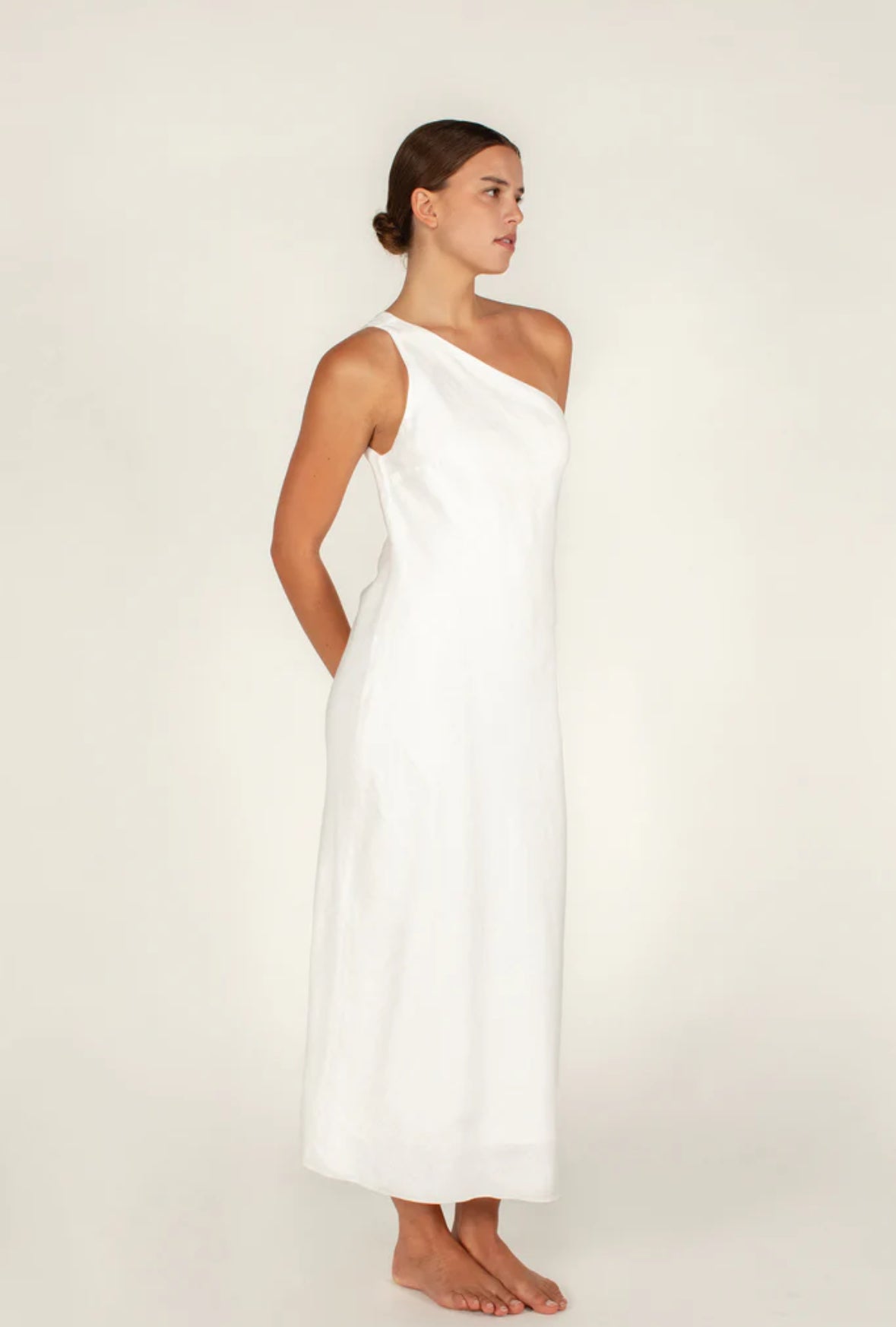 Linen Vera One Shoulder Maxi Dress Foam